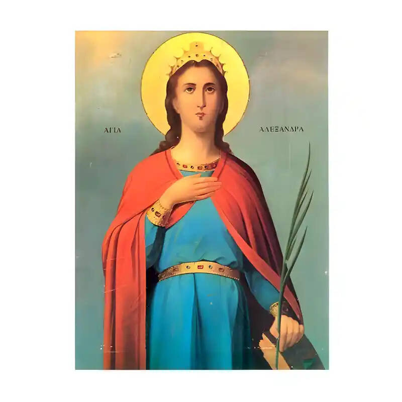 Εικόνα Ορθοδοξίας με περίγραμμα χρυσό σε ξύλο Φλαμουρίας  με  βάση Εικόνα Αγία Αλεξάνδρα Χειροποίητη Ελληνορθόδοξη , Κρεμαστή πλάκα βυζαντινής τέχνης, χριστιανική τέχνη Διάσταση 45x35 cm (17,7 x 13,8 ίντσες) INTRAEK-6294670695