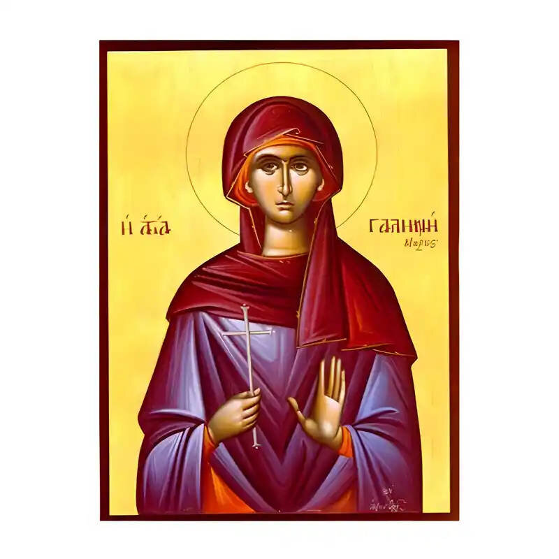 Εικόνα Ορθοδοξίας με περίγραμμα χρυσό σε ξύλο Φλαμουρίας  με  βάση Εικόνα Αγία Γαλήνη Χειροποίητη Ελληνορθόδοξη , Κρεμαστή πλάκα βυζαντινής τέχνης, χριστιανική τέχνη Διάσταση 45x35 cm (17,7 x 13,8 ίντσες) INTRAEK-6294670660