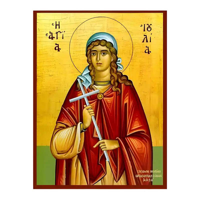 Εικόνα Ορθοδοξίας με περίγραμμα χρυσό σε ξύλο Φλαμουρίας  με  βάση Εικόνα Αγία Ιουλία Χειροποίητη Ελληνορθόδοξη , Κρεμαστή πλάκα βυζαντινής τέχνης, χριστιανική τέχνη Διάσταση 45x35 cm (17,7 x 13,8 ίντσες) INTRAEK-6294670607