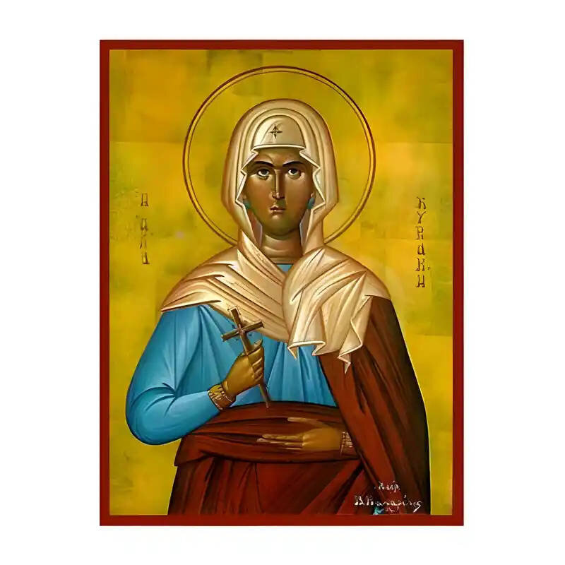 Εικόνα Ορθοδοξίας με περίγραμμα χρυσό σε ξύλο Φλαμουρίας  με  βάση Εικόνα Αγία Κυριακή Χειροποίητη Ελληνορθόδοξη , Κρεμαστή πλάκα βυζαντινής τέχνης, χριστιανική τέχνη Διάσταση 45x35 cm (17,7 x 13,8 ίντσες) INTRAEK-6294670596