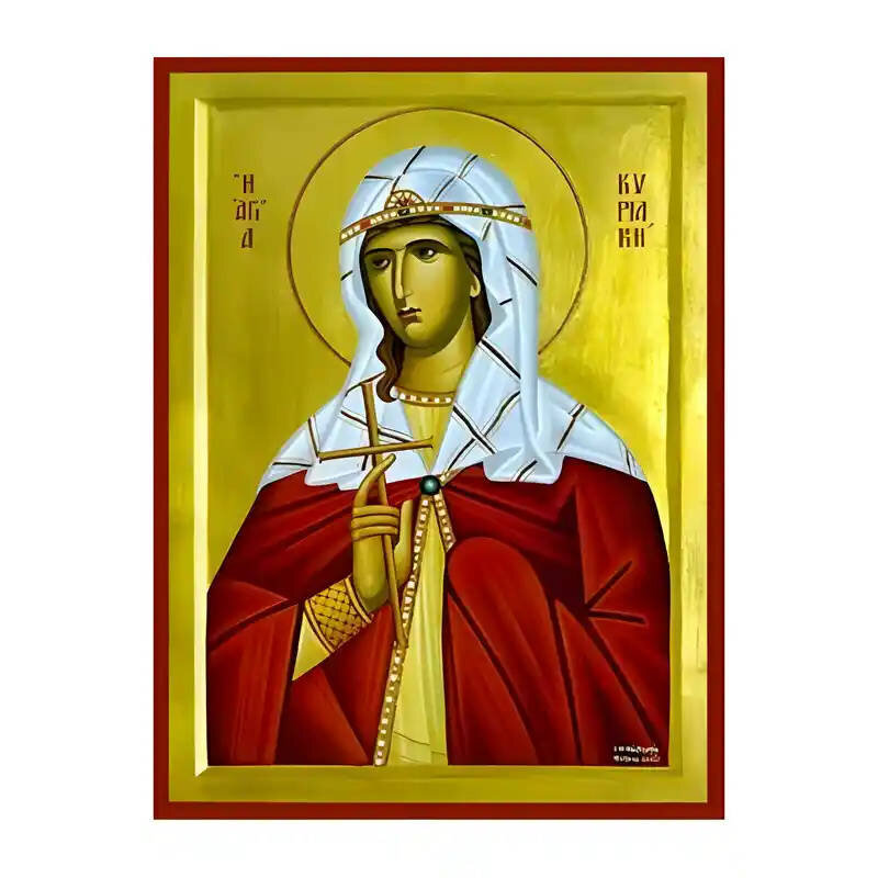 Εικόνα Ορθοδοξίας με περίγραμμα χρυσό σε ξύλο Φλαμουρίας  με  βάση Εικόνα Αγία Κυριακή Χειροποίητη Ελληνορθόδοξη , Κρεμαστή πλάκα βυζαντινής τέχνης, χριστιανική τέχνη Διάσταση 45x35 cm (17,7 x 13,8 ίντσες) INTRAEK-6294670594