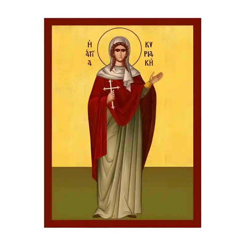 Εικόνα Ορθοδοξίας με περίγραμμα χρυσό σε ξύλο Φλαμουρίας  με  βάση Εικόνα Αγία Κυριακή Χειροποίητη Ελληνορθόδοξη , Κρεμαστή πλάκα βυζαντινής τέχνης, χριστιανική τέχνη Διάσταση 45x35 cm (17,7 x 13,8 ίντσες) INTRAEK-6294670593