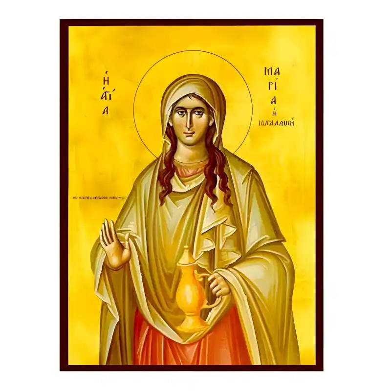 Εικόνα Ορθοδοξίας με περίγραμμα χρυσό σε ξύλο Φλαμουρίας  με  βάση Εικόνα Αγία Μαρία Μαγδαληνή Χειροποίητη Ελληνορθόδοξη , Κρεμαστή πλάκα βυζαντινής τέχνης, χριστιανική τέχνη Διάσταση 45x35 cm (17,7 x 13,8 ίντσες) INTRAEK-6294670581