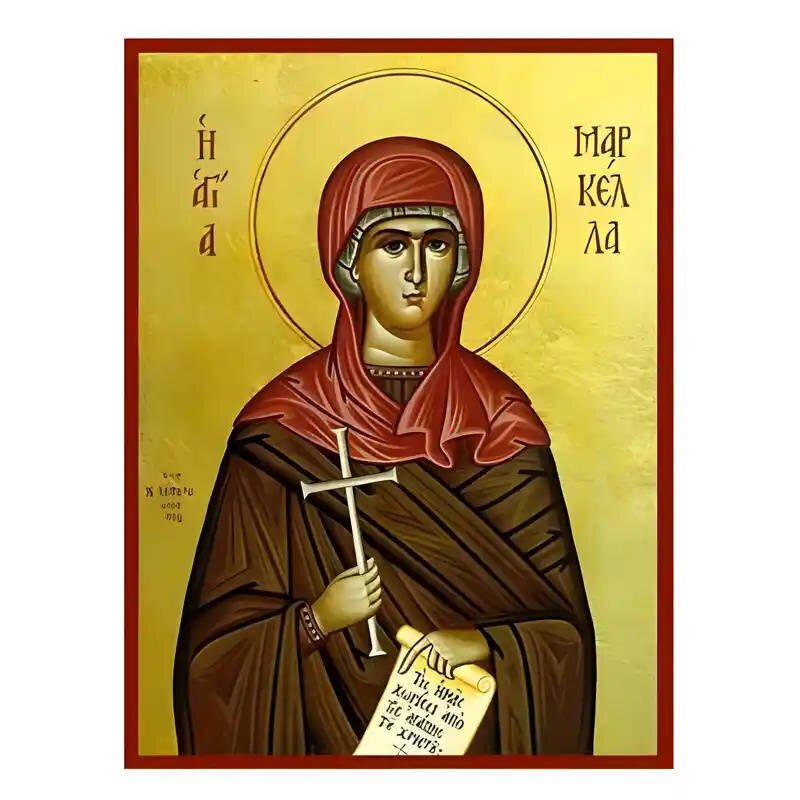Εικόνα Ορθοδοξίας με περίγραμμα χρυσό σε ξύλο Φλαμουρίας  με  βάση Εικόνα Αγία Μαρκέλλα Χειροποίητη Ελληνορθόδοξη , Κρεμαστή πλάκα βυζαντινής τέχνης, χριστιανική τέχνη Διάσταση 45x35 cm (17,7 x 13,8 ίντσες) INTRAEK-6294670570