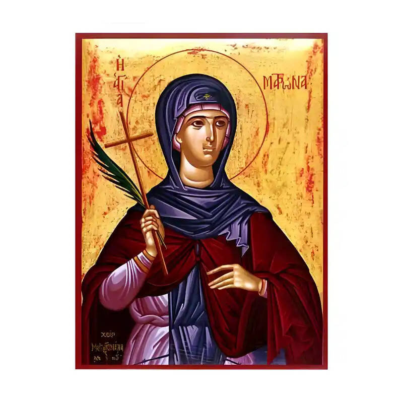 Εικόνα Ορθοδοξίας με περίγραμμα χρυσό σε ξύλο Φλαμουρίας  με  βάση Εικόνα Αγία Ματρώνα η Χιοπολίτις Χειροποίητη Ελληνορθόδοξη , Κρεμαστή πλάκα βυζαντινής τέχνης, χριστιανική τέχνη Διάσταση 45x35 cm (17,7 x 13,8 ίντσες) INTRAEK-6294670568