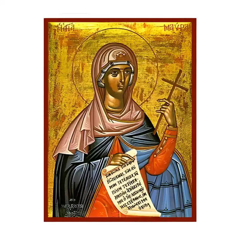 Εικόνα Ορθοδοξίας με περίγραμμα χρυσό σε ξύλο Φλαμουρίας  με  βάση Εικόνα Αγία Μαύρα Χειροποίητη Ελληνορθόδοξη , Κρεμαστή πλάκα βυζαντινής τέχνης, χριστιανική τέχνη Διάσταση 45x35 cm (17,7 x 13,8 ίντσες) INTRAEK-6294670567