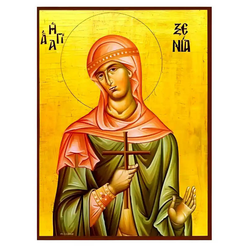 Εικόνα Ορθοδοξίας με περίγραμμα χρυσό σε ξύλο Φλαμουρίας  με  βάση Εικόνα Αγία Ξενία Χειροποίητη Ελληνορθόδοξη , Κρεμαστή πλάκα βυζαντινής τέχνης, χριστιανική τέχνη Διάσταση 45x35 cm (17,7 x 13,8 ίντσες) INTRAEK-6294670556