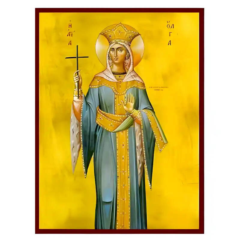 Εικόνα Ορθοδοξίας με περίγραμμα χρυσό σε ξύλο Φλαμουρίας  με  βάση Εικόνα Αγία Όλγα Χειροποίητη Ελληνορθόδοξη , Κρεμαστή πλάκα βυζαντινής τέχνης, χριστιανική τέχνη Διάσταση 45x35 cm (17,7 x 13,8 ίντσες) INTRAEK-6294670552