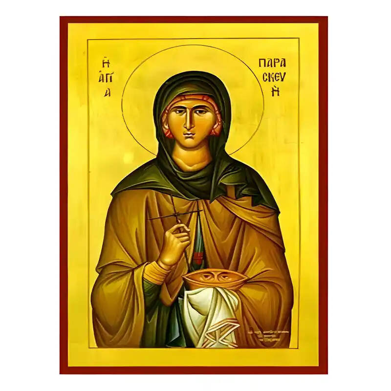 Εικόνα Ορθοδοξίας με περίγραμμα χρυσό σε ξύλο Φλαμουρίας  με  βάση Εικόνα Αγία Παρασκευή Χειροποίητη Ελληνορθόδοξη , Κρεμαστή πλάκα βυζαντινής τέχνης, χριστιανική τέχνη Διάσταση 45x35 cm (17,7 x 13,8 ίντσες) INTRAEK-6294670548