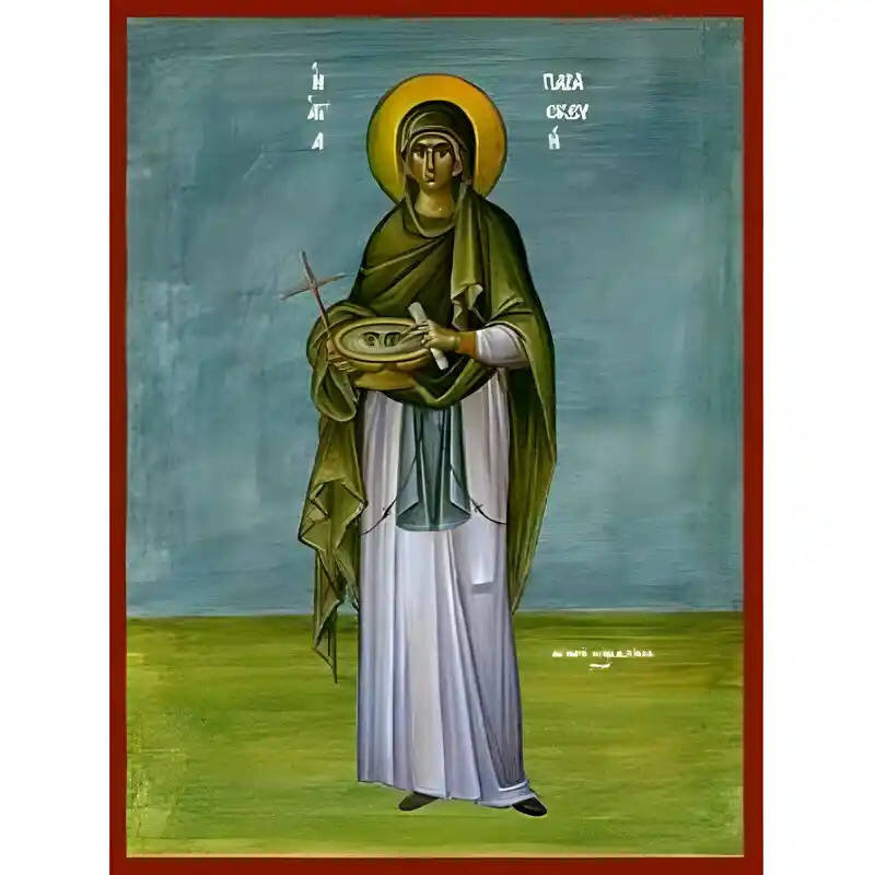 Εικόνα Ορθοδοξίας με περίγραμμα χρυσό σε ξύλο Φλαμουρίας  με  βάση Εικόνα Αγία Παρασκευή Χειροποίητη Ελληνορθόδοξη , Κρεμαστή πλάκα βυζαντινής τέχνης, χριστιανική τέχνη Διάσταση 45x35 cm (17,7 x 13,8 ίντσες) INTRAEK-6294670547