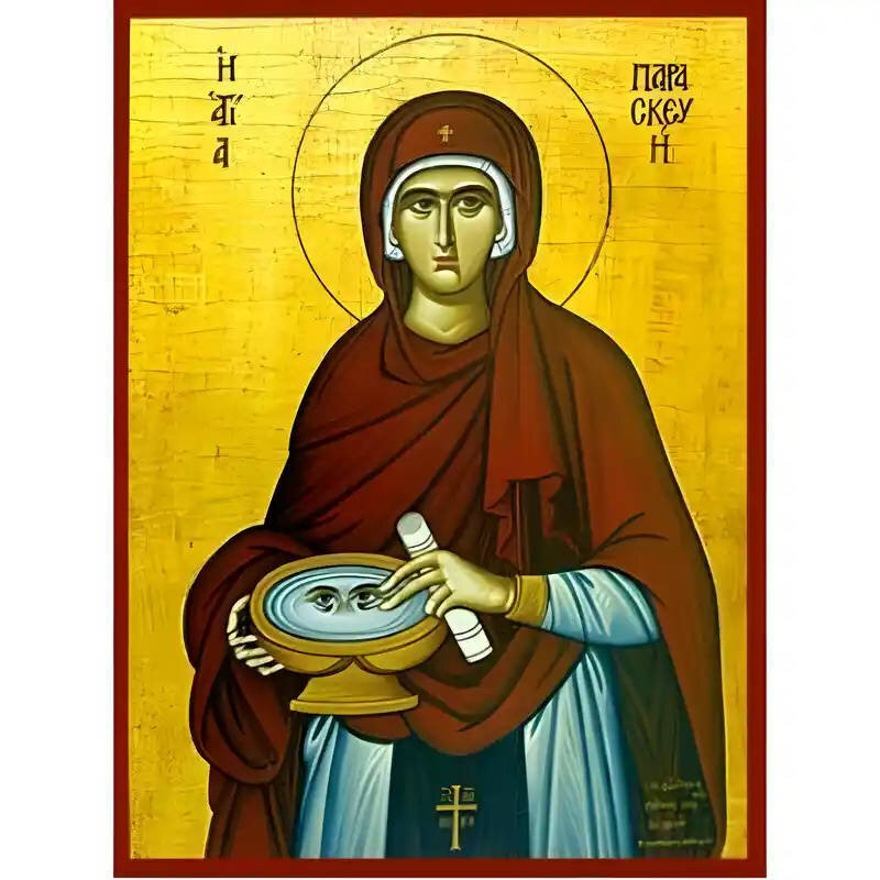 Εικόνα Ορθοδοξίας με περίγραμμα χρυσό σε ξύλο Φλαμουρίας  με  βάση Εικόνα Αγία Παρασκευή Χειροποίητη Ελληνορθόδοξη , Κρεμαστή πλάκα βυζαντινής τέχνης, χριστιανική τέχνη Διάσταση 45x35 cm (17,7 x 13,8 ίντσες) INTRAEK-6294670542
