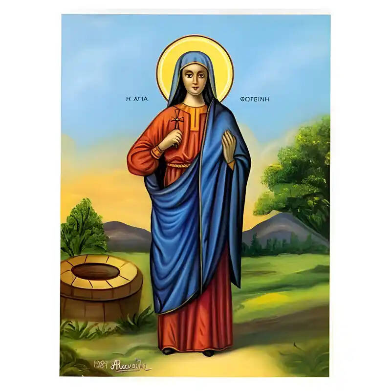 Εικόνα Ορθοδοξίας με περίγραμμα χρυσό σε ξύλο Φλαμουρίας  με  βάση Εικόνα Αγία Φωτεινή Χειροποίητη Ελληνορθόδοξη , Κρεμαστή πλάκα βυζαντινής τέχνης, χριστιανική τέχνη Διάσταση 45x35 cm (17,7 x 13,8 ίντσες) INTRAEK-6294670513