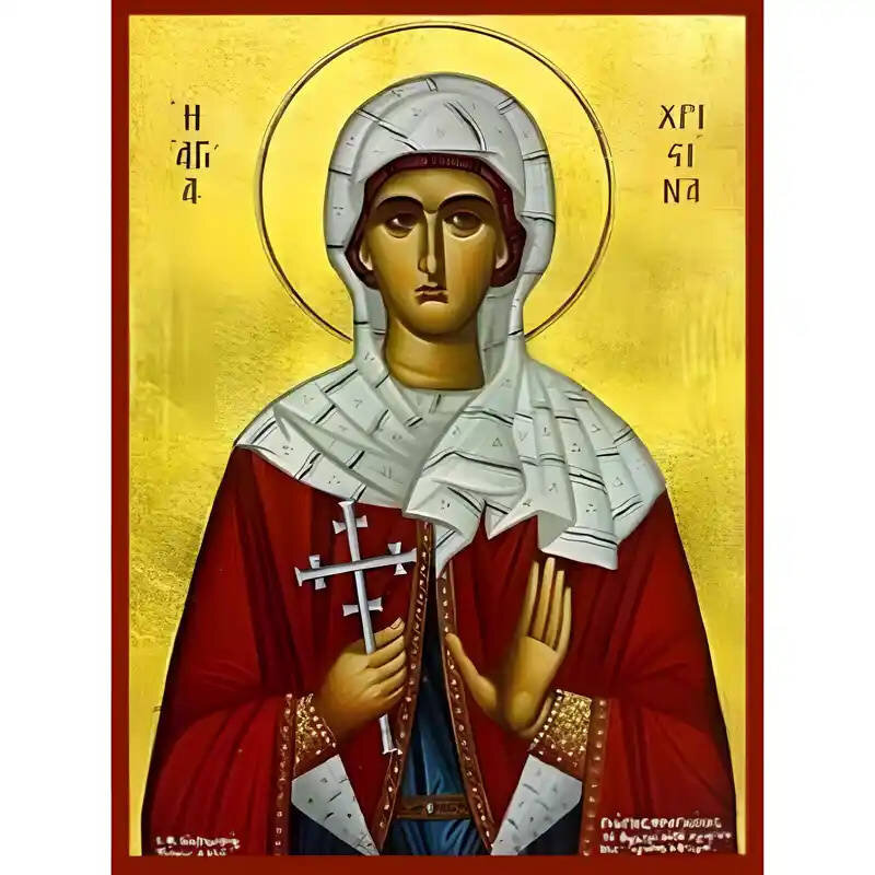 Εικόνα Ορθοδοξίας με περίγραμμα χρυσό σε ξύλο Φλαμουρίας  με  βάση Εικόνα Αγία Χριστίνα Χειροποίητη Ελληνορθόδοξη , Κρεμαστή πλάκα βυζαντινής τέχνης, χριστιανική τέχνη Διάσταση 45x35 cm (17,7 x 13,8 ίντσες) INTRAEK-6294670508