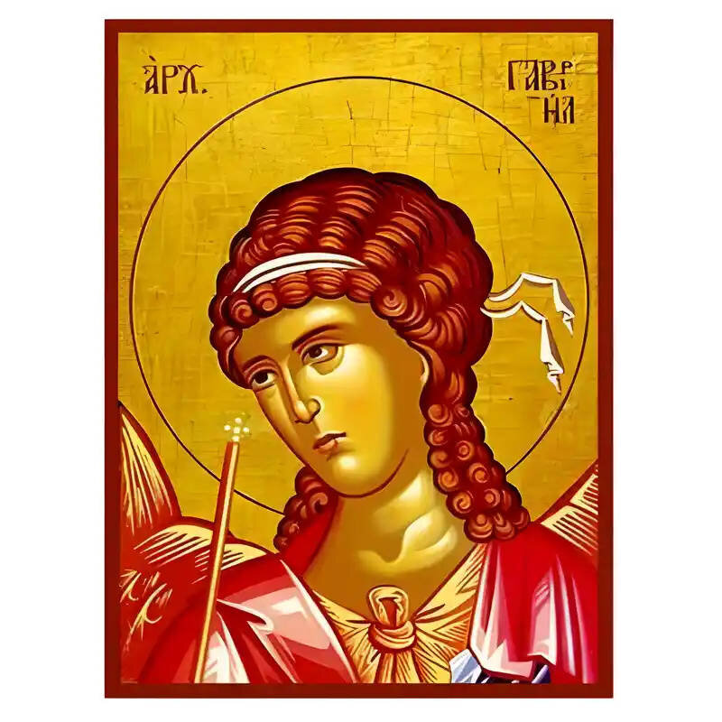 Εικόνα Ορθοδοξίας με περίγραμμα χρυσό σε ξύλο Φλαμουρίας  με  βάση Εικόνα Αρχάγγελος Γαβριήλ Χειροποίητη Ελληνορθόδοξη , Κρεμαστή πλάκα βυζαντινής τέχνης, χριστιανική τέχνη Διάσταση 45x35 cm (17,7 x 13,8 ίντσες) INTRAEK-6294670433