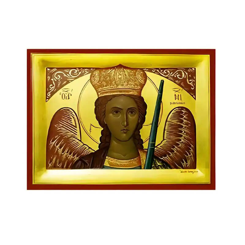 Εικόνα Ορθοδοξίας με περίγραμμα χρυσό σε ξύλο Φλαμουρίας  με  βάση Εικόνα Αρχάγγελος Μιχαήλ Μανταμάδου Χειροποίητη Ελληνορθόδοξη , Κρεμαστή πλάκα βυζαντινής τέχνης, χριστιανική τέχνη Διάσταση 45x35 cm (17,7 x 13,8 ίντσες) INTRAEK-6294670420