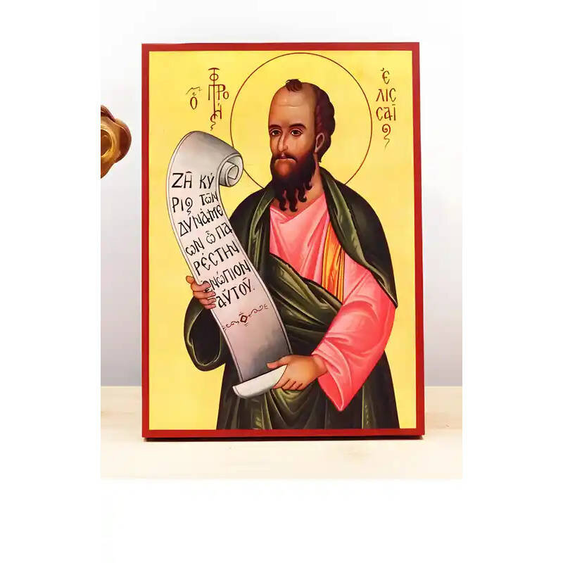 Εικόνα Ορθοδοξίας με περίγραμμα χρυσό σε ξύλο Φλαμουρίας  με  βάση Άγιος Προφήτης Ελισσαίου, Ξύλινη Χειροποίητη Εικόνα Ελληνικού Premium Βυζαντινού Στυλ Κρεμαστή σε ξύλινη πλάκα Θρησκευτικό θέμα Χειροποίητη Ελληνορθόδοξη εικόνα του Ιησού Χριστού, Κρεμαστή