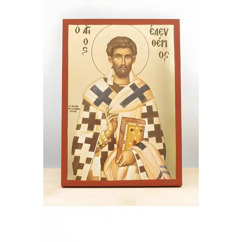Εικόνα Ορθοδοξίας με περίγραμμα χρυσό σε ξύλο Φλαμουρίας  με  βάση Άγιος Ελευθέριος της Ιλλυρίας, Ξύλινη Χειροποίητη Εικόνα μεΨηφιακή Εκτύπωση Ελληνικού βυζαντινού ύφους επιτοίχια θρησκευτικό θέμα Χειροποίητη Ελληνορθόδοξη εικόνα του Ιησού Χριστού, Κρεμασ