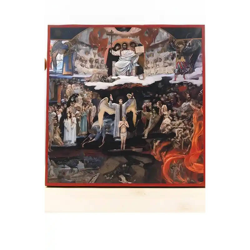 Σετ 2 τεμαχίων – Εικόνα Ορθοδοξίας με περίγραμμα χρυσό σε ξύλο Φλαμουρίας  με  βάση The Last Judgment Square, Ξύλινη Χειροποίητη Εικόνα Ελληνικού Premium Βυζαντινού Στυλ Κρεμασμένο σε Ξυλόπλακα Θρησκευτικό θέμα Χειροποίητη Ελληνορθόδοξη εικόνα του Ιησού Χ