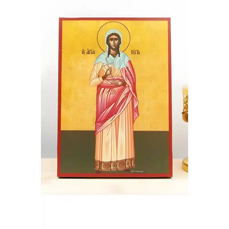 Σετ 2 τεμαχίων – Εικόνα Ορθοδοξίας με περίγραμμα χρυσό σε ξύλο Φλαμουρίας  με  βάση Saints “Pisti” Faith, Ξύλινη Χειροποίητη Εικόνα Ελληνικού Premium Βυζαντινού Στυλ Κρεμαστή σε ξύλινη πλάκα Χειροποίητη Ελληνορθόδοξη εικόνα του Ιησού Χριστού, Κρεμαστή πλά