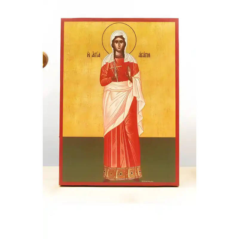 Σετ 2 τεμαχίων – Εικόνα Ορθοδοξίας με περίγραμμα χρυσό σε ξύλο Φλαμουρίας  με  βάση Φιλανθρωπικό ίδρυμα Αγίας «Αγάπη», Ξύλινη Χειροποίητη Εικόνα Ελληνικής Premium Βυζαντινού Στυλ Κρεμαστή σε ξύλινη πλάκα Χειροποίητη Ελληνορθόδοξη εικόνα του Ιησού Χριστού,