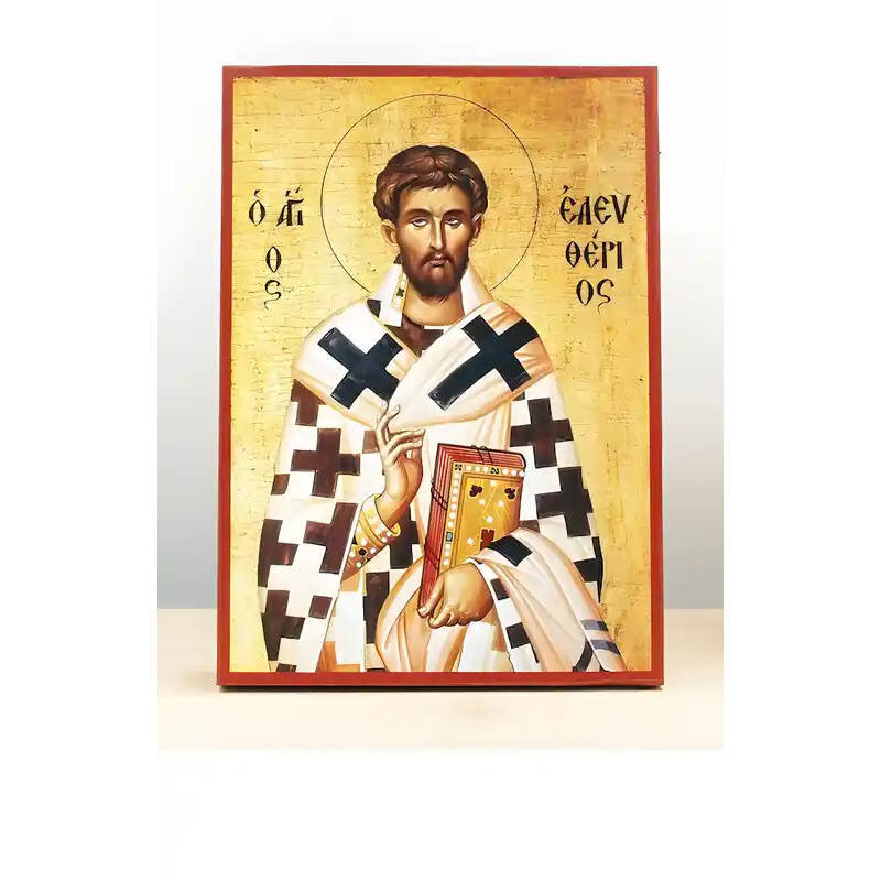 Εικόνα Ορθοδοξίας με περίγραμμα χρυσό σε ξύλο Φλαμουρίας  με  βάση Άγιος Ελευθέριος, Ξύλινη Χειροποίητη Εικόνα Ελληνικού Premium Βυζαντινού Στυλ Κρεμαστή σε ξύλινη πλάκα Θρησκευτικό θέμα Χειροποίητη Ελληνορθόδοξη εικόνα του Ιησού Χριστού, Κρεμαστή πλάκα β
