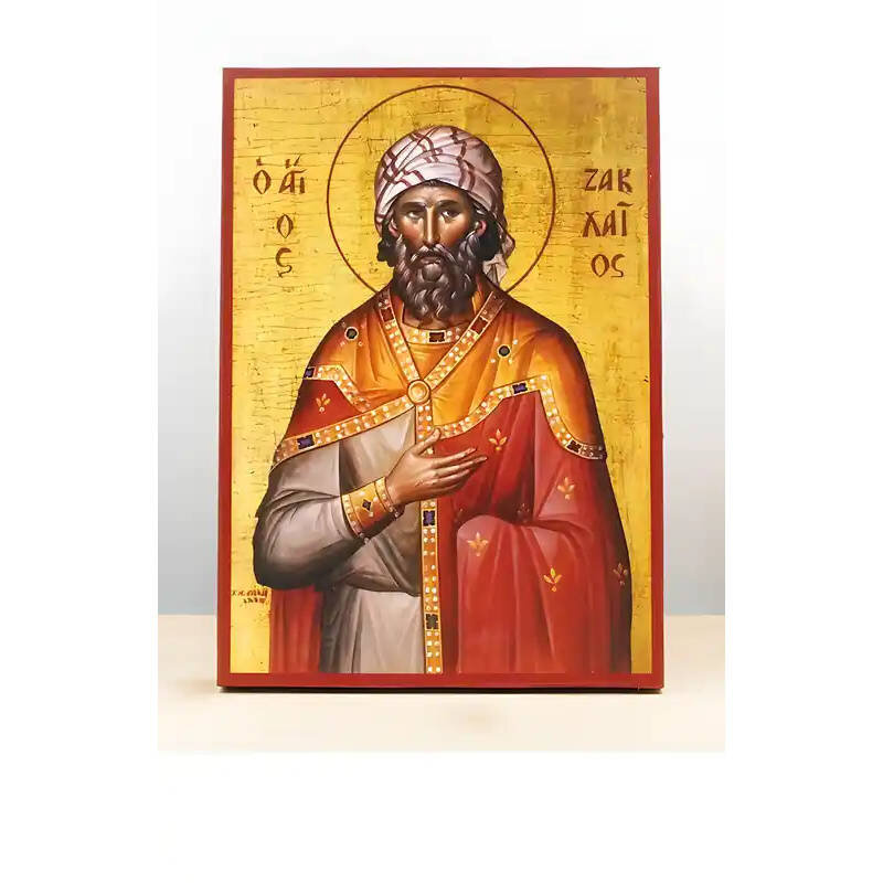 Εικόνα Ορθοδοξίας με περίγραμμα χρυσό σε ξύλο Φλαμουρίας  με  βάση Άγιος Ζακχαίος Ιεροσολύμων, Ξύλινη Χειροποίητη Εικόνα Ελληνικής Κορυφαίας Βυζαντινής Στυλ Κρεμασμένη σε ξύλινη πλάκα Χειροποίητη Ελληνορθόδοξη εικόνα του Ιησού Χριστού, Κρεμαστή πλάκα βυζα