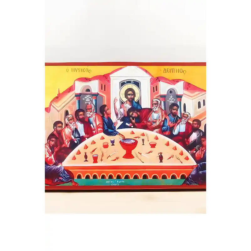 Εικόνα Ορθοδοξίας με περίγραμμα χρυσό σε ξύλο Φλαμουρίας  με  βάση Ο Μυστικός Δείπνος, Ξύλινη Χειροποίητη Εικόνα Ελληνικού Premium Βυζαντινού Στυλ Κρεμασμένο σε ξύλινη πλάκα Θρησκευτικό θέμα Χειροποίητη Ελληνορθόδοξη εικόνα του Ιησού Χριστού, Κρεμαστή πλά