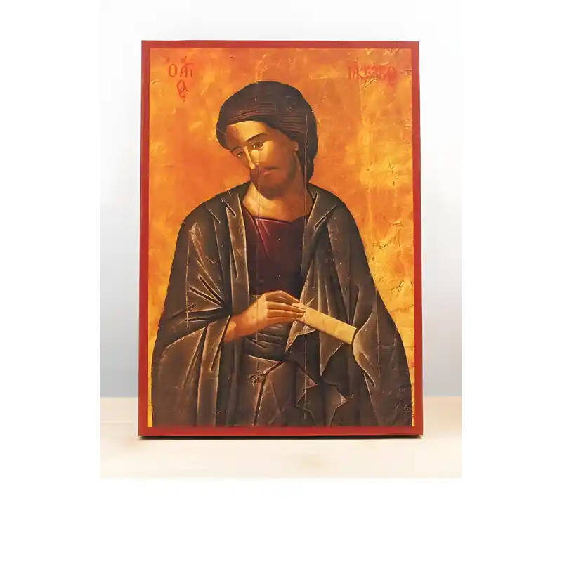 Εικόνα Ορθοδοξίας με περίγραμμα χρυσό σε ξύλο Φλαμουρίας  με  βάση Άγιος Ιάκωβος αδερφός του Ιησού, Ξύλινη Χειροποίητη Εικόνα Ελληνικού Premium Βυζαντινού Στυλ Κρεμασμένο σε ξύλινη πλάκα Θρησκευτικό θέμα Χειροποίητη Ελληνορθόδοξη εικόνα του Ιησού Χριστού,