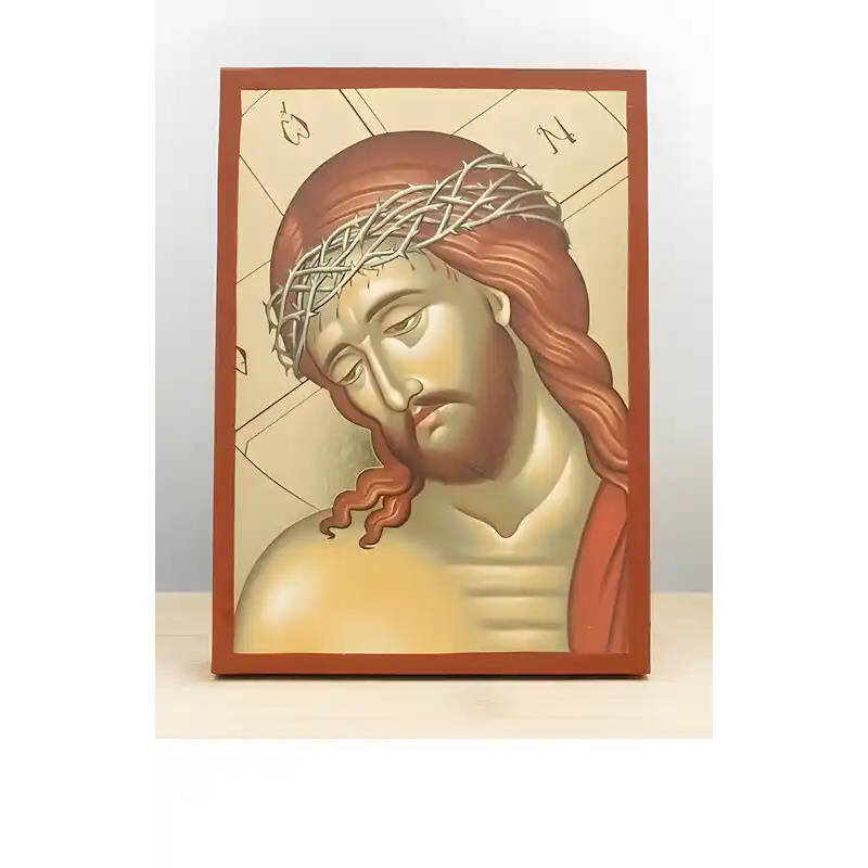 Εικόνα Ορθοδοξίας με περίγραμμα χρυσό σε ξύλο Φλαμουρίας  με  βάση Ιησούς Χριστός ο Νυμφίος "Νύμφιος", Ξύλινη Χειροποίητη Εικόνα με Φύλλο Χρυσού Ελληνικού Βυζαντινού Στυλ Κρεμαστή σε ξύλινη πλάκα Χειροποίητη Ελληνορθόδοξη εικόνα του Ιησού Χριστού, Κρεμαστ