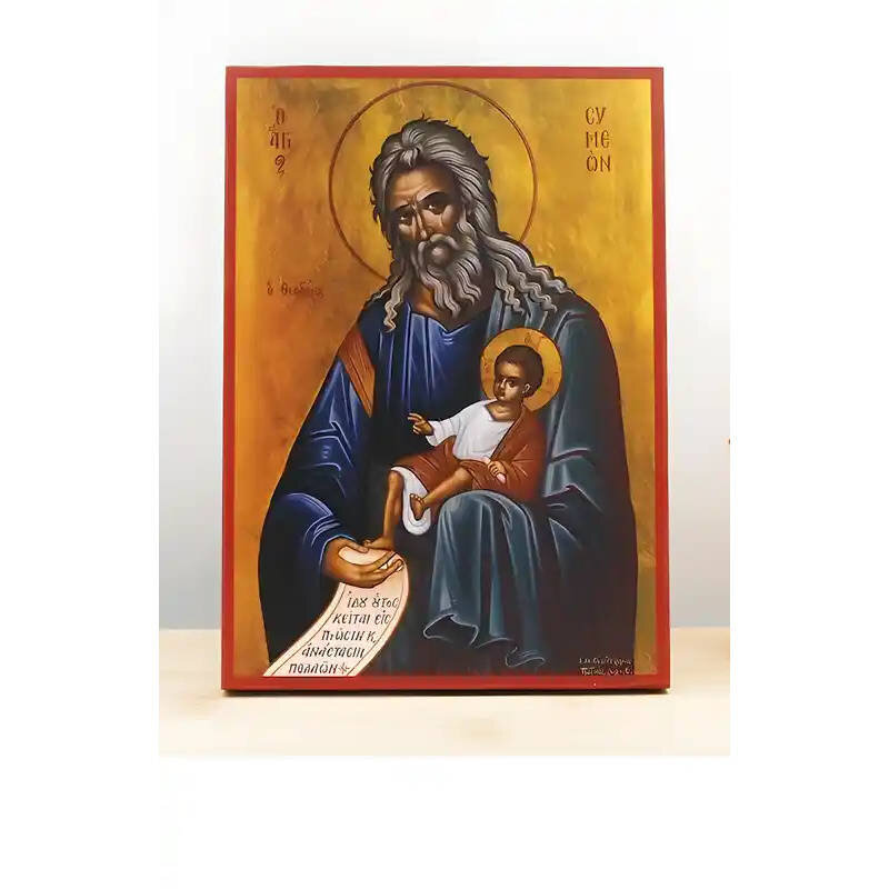 Εικόνα Ορθοδοξίας με περίγραμμα χρυσό σε ξύλο Φλαμουρίας  με  βάση Άγιος Συμεών ο Θεολήπτης, Ξύλινη Χειροποίητη Εικόνα Ελληνικής Κορυφαίας Βυζαντινής τεχνοτροπίας Κρεμασμένη σε ξύλινη πλάκα Χειροποίητη Ελληνορθόδοξη εικόνα του Ιησού Χριστού, Κρεμαστή πλάκ