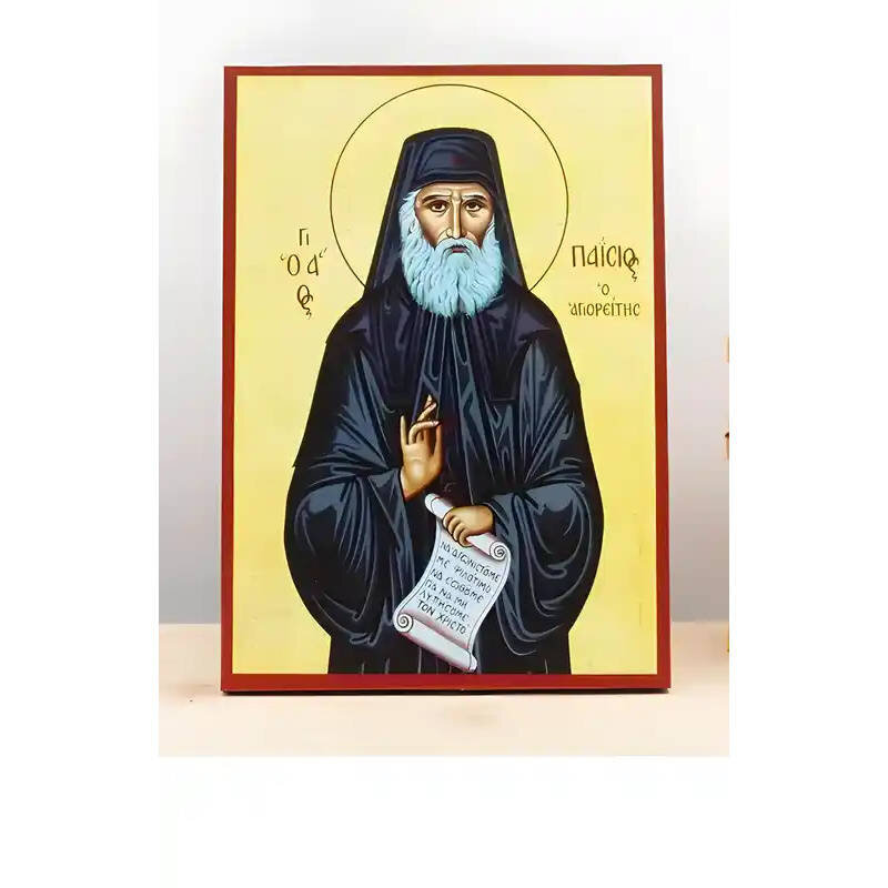 Εικόνα Ορθοδοξίας με περίγραμμα χρυσό σε ξύλο Φλαμουρίας  με  βάση Άγιος Παΐσιος ο Αγιορείτης, Ξύλινη Χειροποίητη Εικόνα Ελληνικού Premium Βυζαντινού Στυλ Κρεμαστή σε ξύλινη πλάκα Θρησκευτικό θέμα Χειροποίητη Ελληνορθόδοξη εικόνα του Ιησού Χριστού, Κρεμασ
