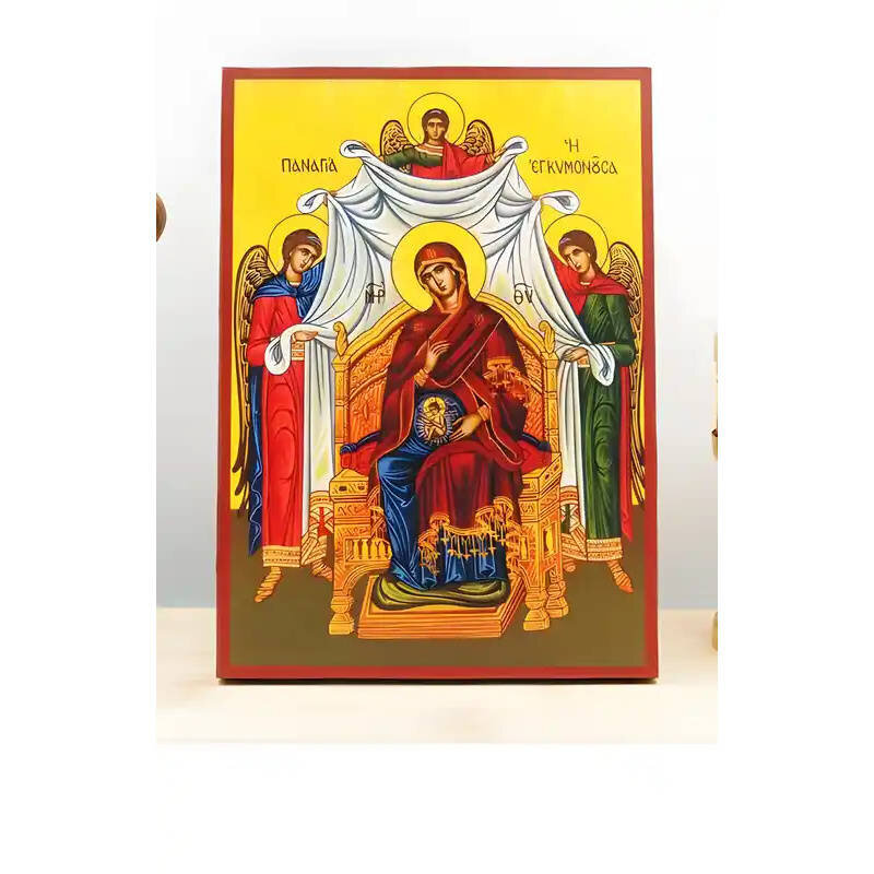 Εικόνα Ορθοδοξίας με περίγραμμα χρυσό σε ξύλο Φλαμουρίας  με  βάση Παναγία στην εγκυμοσύνη, Ξύλινη Χειροποίητη Εικόνα Ελληνικού Premium Βυζαντινού Στυλ Κρεμασμένο σε ξύλινη πλάκα Θρησκευτικό θέμα Χειροποίητη Ελληνορθόδοξη εικόνα του Ιησού Χριστού, Κρεμαστ