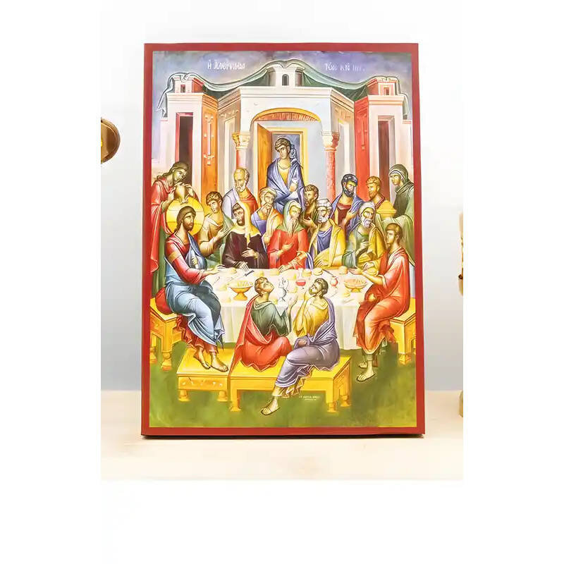 Εικόνα Ορθοδοξίας με περίγραμμα χρυσό σε ξύλο Φλαμουρίας  με  βάση Ιησούς Χριστός Χρισμένος από την Αμαρτωλή Γυναίκα, Ξύλινη Χειροποίητη Εικόνα Ελληνικού Βυζαντινού Στυλ τοίχου Κρεμασμένη σε ξύλινη πλάκα Θρησκευτικό θέμα Χειροποίητη Ελληνορθόδοξη εικόνα τ