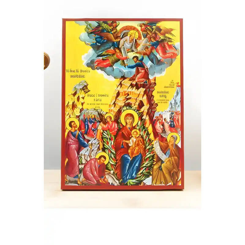 Εικόνα Ορθοδοξίας με περίγραμμα χρυσό σε ξύλο Φλαμουρίας  με  βάση Παναγία της Φλεγόμενης Θάμνου, Ξύλινη Χειροποίητη Εικόνα Ελληνικού Βυζαντινού Στυλ τοίχου Κρεμασμένη σε ξύλινη πλάκα Θρησκευτικό θέμα Χειροποίητη Ελληνορθόδοξη εικόνα του Ιησού Χριστού, Κρ