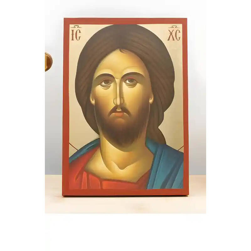 Εικόνα Ορθοδοξίας με περίγραμμα χρυσό σε ξύλο Φλαμουρίας  με  βάση Πορτρέτο του Ιησού Χριστού, Ξύλινη Χειροποίητη Εικόνα με Φύλλο Χρυσού Τοίχου Ελληνικού Premium Βυζαντινού Στυλ Κρεμασμένο σε ξύλινη πλάκα Θρησκευτικό Χειροποίητη Ελληνορθόδοξη εικόνα του Ι