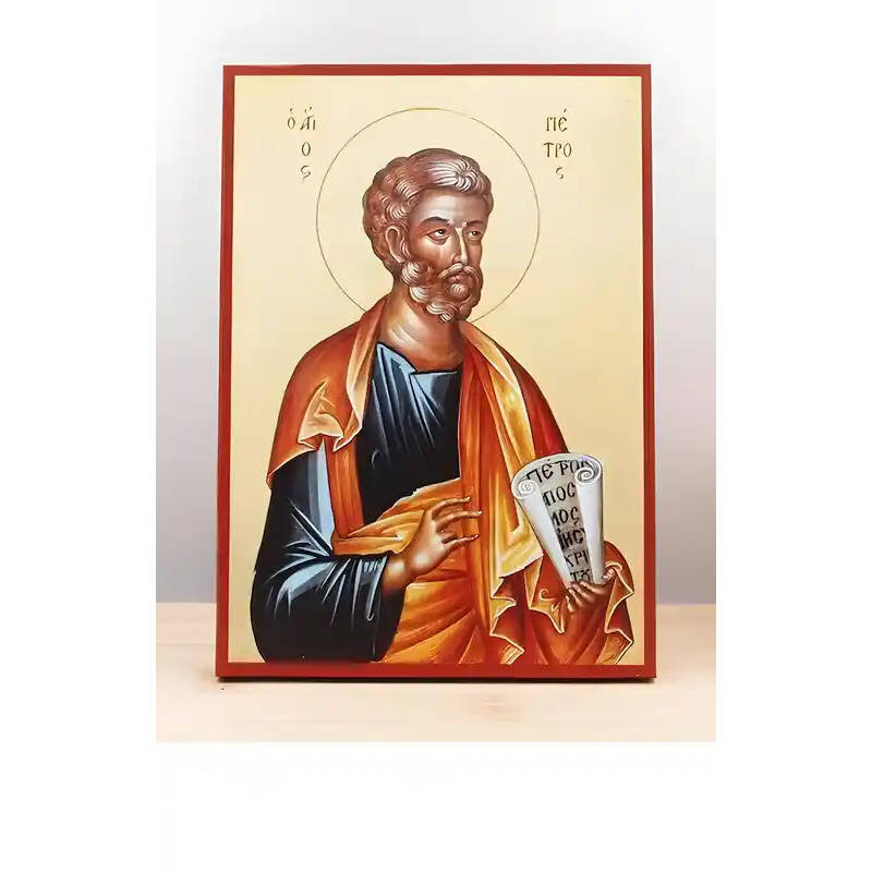 Εικόνα Ορθοδοξίας με περίγραμμα χρυσό σε ξύλο Φλαμουρίας  με  βάση Άγιος Απόστολος Πέτρος, Ξύλινη Χειροποίητη Εικόνα Ελληνικής Premium Βυζαντινού Στυλ Κρεμαστή σε ξύλινη πλάκα Θρησκευτικό θέμα Χειροποίητη Ελληνορθόδοξη εικόνα του Ιησού Χριστού, Κρεμαστή π