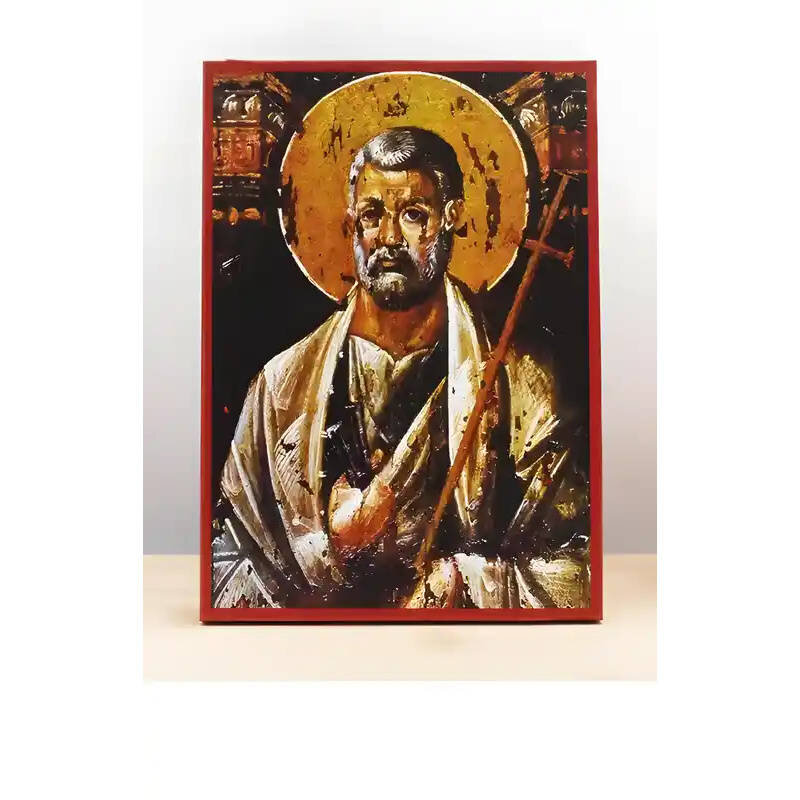 Εικόνα Ορθοδοξίας με περίγραμμα χρυσό σε ξύλο Φλαμουρίας  με  βάση Άγιος Απόστολος Πέτρος Φρέσκο, Ξύλινη Χειροποίητη Εικόνα Ελληνικού Premium Βυζαντινού Στυλ Κρεμαστή σε ξύλινη πλάκα Θρησκευτικό θέμα Χειροποίητη Ελληνορθόδοξη εικόνα του Ιησού Χριστού, Κρε
