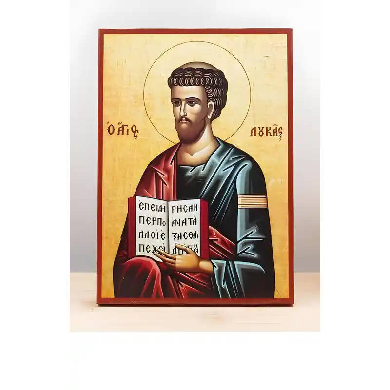 Εικόνα Ορθοδοξίας με περίγραμμα χρυσό σε ξύλο Φλαμουρίας  με  βάση Άγιος Απόστολος Λουκάς, Ξύλινη Χειροποίητη Εικόνα Ελληνικού Premium Βυζαντινού Στυλ Κρεμαστή σε ξύλινη πλάκα Θρησκευτικό θέμα Χειροποίητη Ελληνορθόδοξη εικόνα του Ιησού Χριστού, Κρεμαστή π