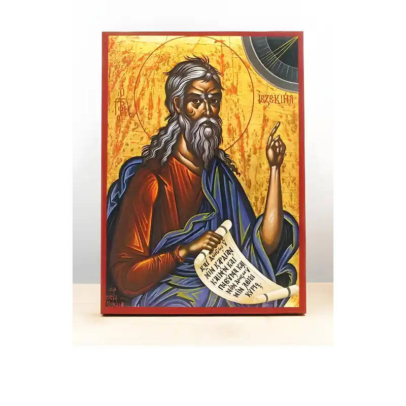 Εικόνα Ορθοδοξίας με περίγραμμα χρυσό σε ξύλο Φλαμουρίας  με  βάση Άγιος Προφήτης Ιεζεκιήλ, Ξύλινη Χειροποίητη Εικόνα Ελληνικού Premium Βυζαντινού Στυλ Κρεμαστή σε ξύλινη πλάκα Θρησκευτικό θέμα Χειροποίητη Ελληνορθόδοξη εικόνα του Ιησού Χριστού, Κρεμαστή