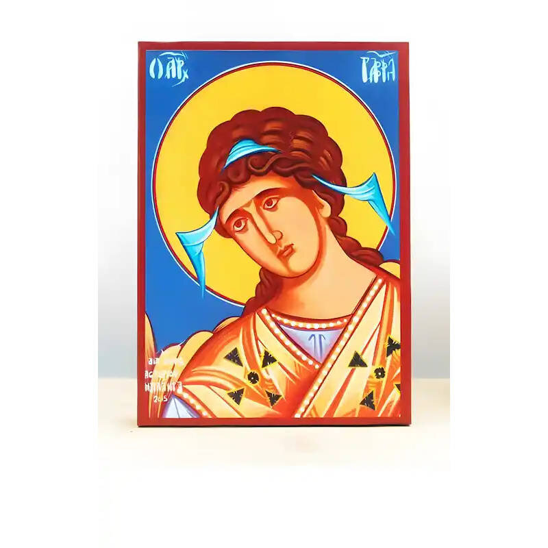 Εικόνα Ορθοδοξίας με περίγραμμα χρυσό σε ξύλο Φλαμουρίας  με  βάση Αρχάγγελος Γαβριήλ, Ξύλινη Χειροποίητη Εικόνα Ελληνικού Premium Βυζαντινού Στυλ Κρεμαστή σε ξύλινη πλάκα Θρησκευτικό θέμα Χειροποίητη Ελληνορθόδοξη εικόνα του Ιησού Χριστού, Κρεμαστή πλάκα
