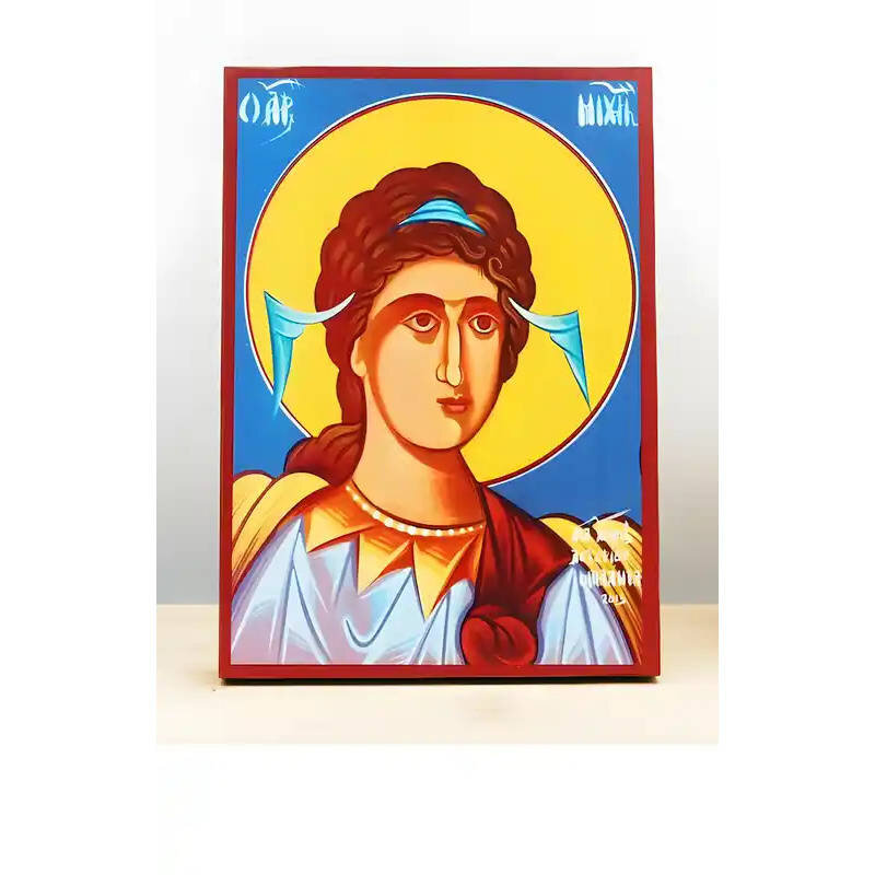 Εικόνα Ορθοδοξίας με περίγραμμα χρυσό σε ξύλο Φλαμουρίας  με  βάση Αρχάγγελος Μιχαήλ, Ξύλινη Χειροποίητη Εικόνα Ελληνικού Premium Βυζαντινού Στυλ Κρεμασμένο σε ξύλινη πλάκα Θρησκευτικό θέμα Χειροποίητη Ελληνορθόδοξη εικόνα του Ιησού Χριστού, Κρεμαστή πλάκ