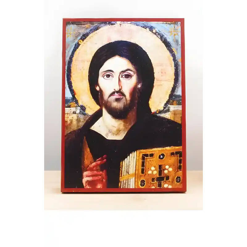 Εικόνα Ορθοδοξίας με περίγραμμα χρυσό σε ξύλο Φλαμουρίας  με  βάση Ιησούς Χριστός του Σίνα, Ξύλινη Χειροποίητη Εικόνα Ελληνικού Premium Βυζαντινού Στυλ Κρεμασμένο σε ξύλινη πλάκα Θρησκευτικό θέμα Χειροποίητη Ελληνορθόδοξη εικόνα του Ιησού Χριστού, Κρεμαστ