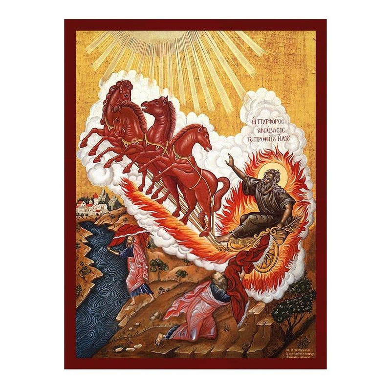 Εικόνα Ορθοδοξίας με περίγραμμα χρυσό σε ξύλο Φλαμουρίας  με  βάση Εικόνα Προφήτη Ηλία, Χειροποίητη Βυζαντινή εικόνα του Προφήτη Ηλία, Κρεμαστή πλάκα θρησκευτικής τέχνης, Χριστιανικό δώρο Διάσταση 10x7 cm (3,9 x 2,8 ίντσες) INTRAEK-816723678