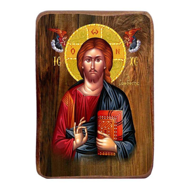Σετ 2 τεμαχίων – Εικόνα Ορθοδοξίας με περίγραμμα χρυσό σε ξύλο Φλαμουρίας  με  βάση Χριστός ο Ζωοδόχος Σετ 20 τεμαχίων, Εικόνα Βάπτισης, Χειροποίητη Βυζαντινή εικόνα Bomboniera 9x6cm, Χριστιανικό Δώρο Διάσταση 21x15 cm (8,3 x 5,9 ίντσες) INTRAEK-216724104