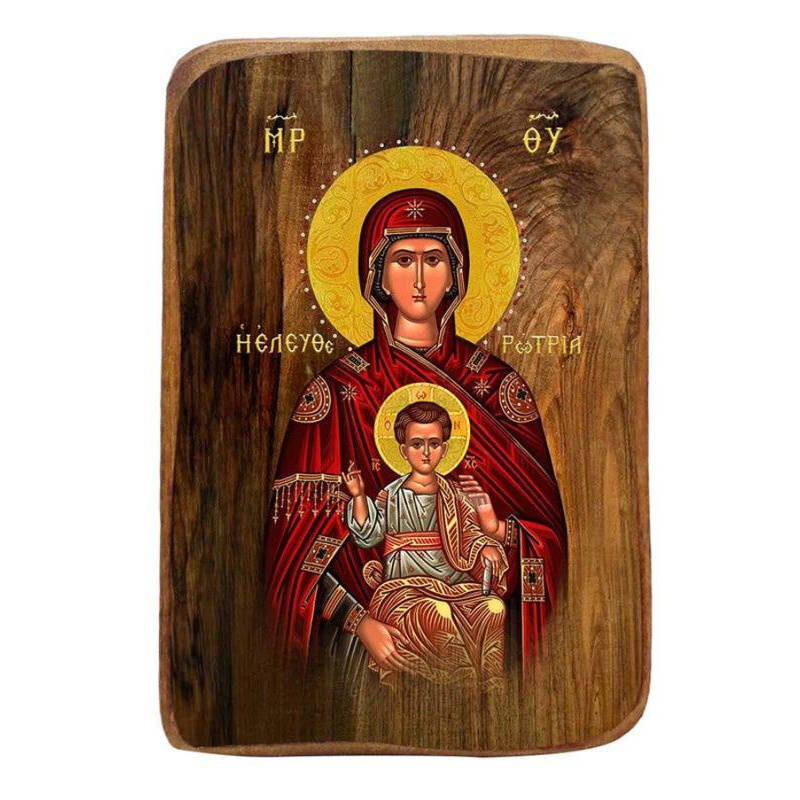 Σετ 2 τεμαχίων – Εικόνα Ορθοδοξίας με περίγραμμα χρυσό σε ξύλο Φλαμουρίας  με  βάση Παναγία η λυτρωτής Σετ βάπτισης 20 τεμαχίων, Εικόνα Βάπτισης, Μπομπονιέρα Χειροποίητη Βυζαντινή εικόνα 9x6cm, Χριστιανικό Δώρο Διάσταση 21x15 cm (8,3 x 5,9 ίντσες) INTRAEK