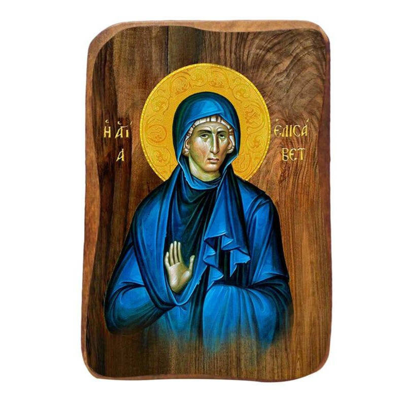 Σετ 2 τεμαχίων – Εικόνα Ορθοδοξίας με περίγραμμα χρυσό σε ξύλο Φλαμουρίας  με  βάση Μπομπονιέρα Βάπτισης Αγίας Ελισάβετ Σετ 20 τεμαχίων, Εικόνα Βάπτισης, Χειροποίητη Βυζαντινή εικόνα Bomboniera 9x6cm, Χριστιανικό Δώρο Διάσταση 21x15 cm (8,3 x 5,9 ίντσες)