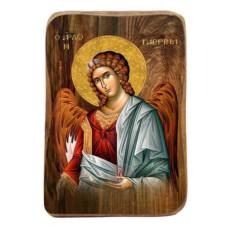 Εικόνα Ορθοδοξίας με περίγραμμα χρυσό σε ξύλο Φλαμουρίας  με  βάση Μπομπονιέρα Βάπτισης Αρχάγγελος Γαβριήλ Σετ 20 τεμαχίων, Εικόνα Βάπτισης, Χειροποίητη Βυζαντινή εικόνα Bomboniera 9x6cm, Χριστιανικό Δώρο Διάσταση 26x20 cm (10,2 x 7,9 ίντσες) INTRAEK-3216