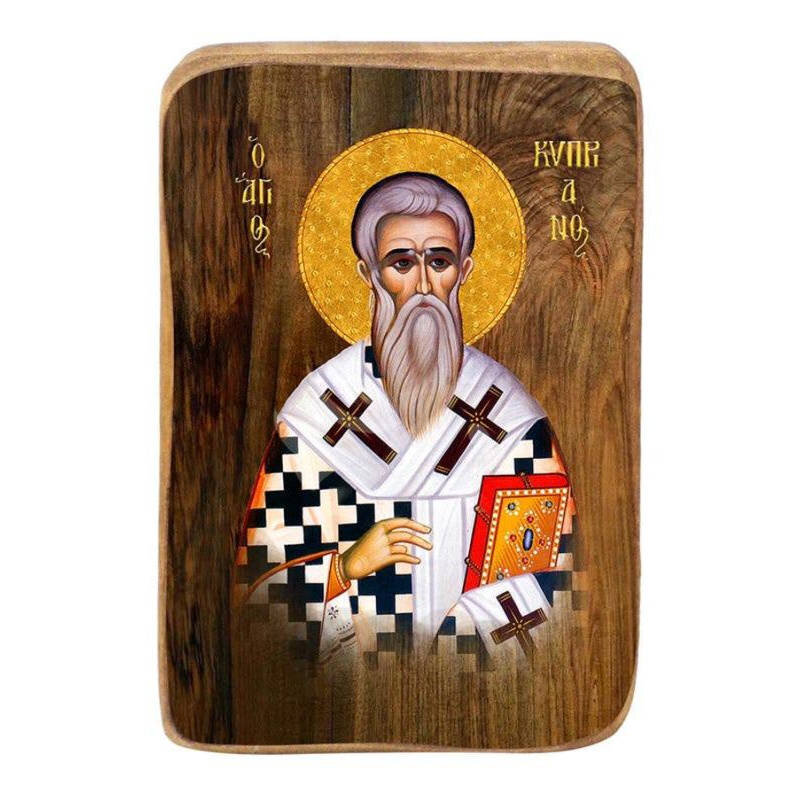 Εικόνα Ορθοδοξίας με περίγραμμα χρυσό σε ξύλο Φλαμουρίας  με  βάση Μπομπονιέρα Βάπτισης Άγιος Κύπριος Σετ 20 τεμαχίων, Εικόνα Βάπτισης, Μπομπονιέρα Χειροποίητη Βυζαντινή εικόνα 9x6cm, Χριστιανικό Δώρο Διάσταση 26x20 cm (10,2 x 7,9 ίντσες) INTRAEK-32167240