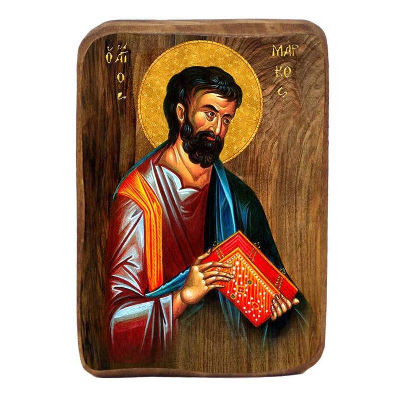 Σετ 2 τεμαχίων – Εικόνα Ορθοδοξίας με περίγραμμα χρυσό σε ξύλο Φλαμουρίας  με  βάση Μπομπονιέρα Βάπτισης Άγιος Μάρκος Σετ 20 τεμαχίων, Εικόνα Βάπτισης, Μπομπονιέρα Χειροποίητη Βυζαντινή εικόνα 9x6cm, Χριστιανικό Δώρο Διάσταση 21x15 cm (8,3 x 5,9 ίντσες) I