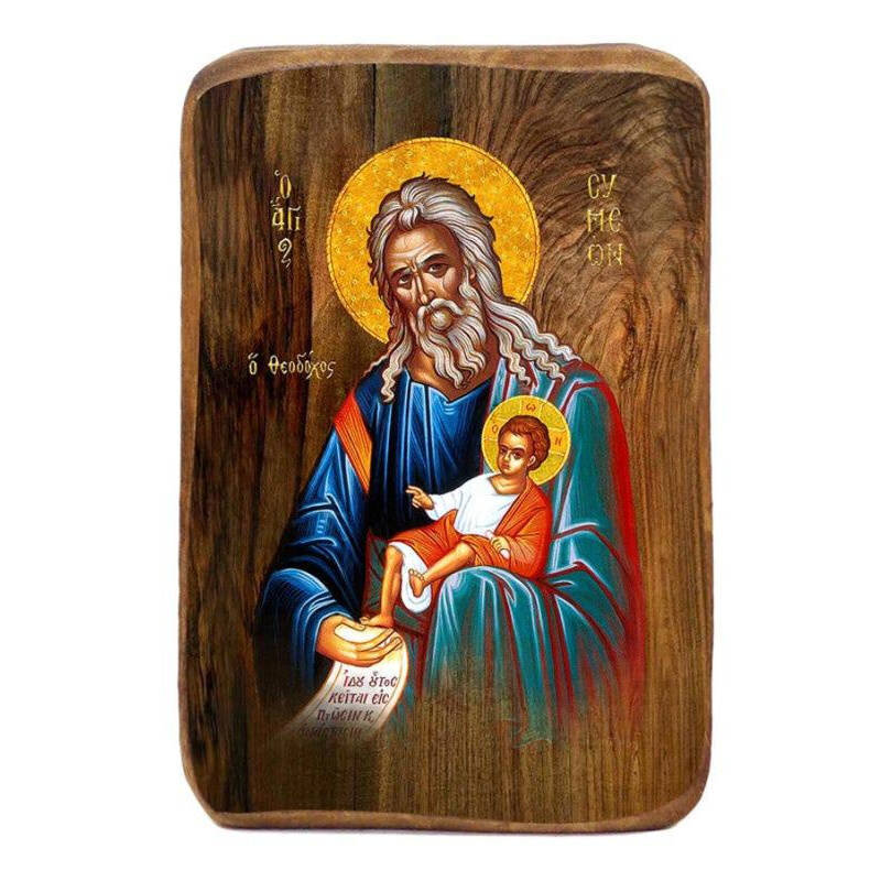 Σετ 2 τεμαχίων – Εικόνα Ορθοδοξίας με περίγραμμα χρυσό σε ξύλο Φλαμουρίας  με  βάση Μπομπονιέρα Βάπτισης Άγιος Συμεών Σετ 20 τεμαχίων, Εικόνα Βάπτισης, Χειροποίητη Βυζαντινή εικόνα Bomboniera 9x6cm, Χριστιανικό Δώρο Διάσταση 21x15 cm (8,3 x 5,9 ίντσες) IN